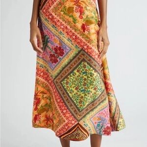 Farm Rio mixed scarves skirt midi